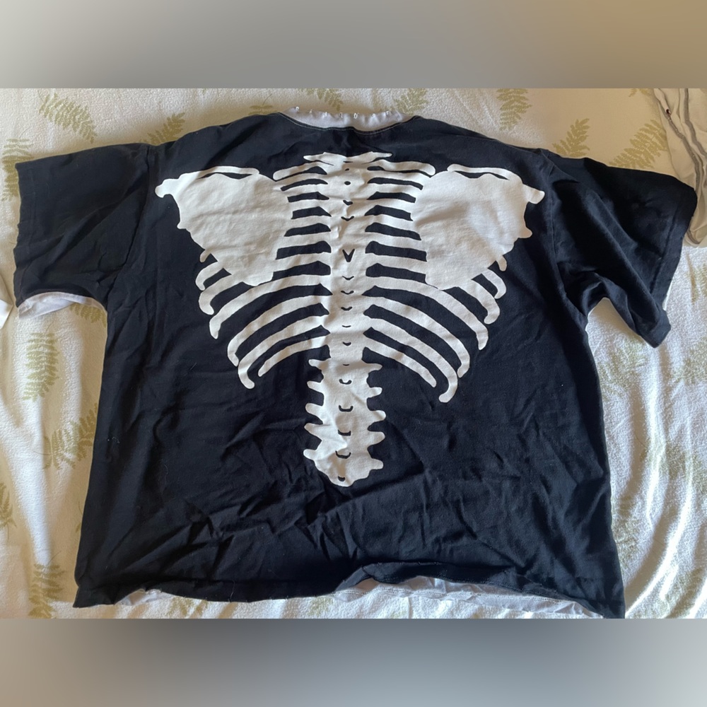 KAPITAL Style Japanese Americana Skeleton Bone Split Tee Shirt